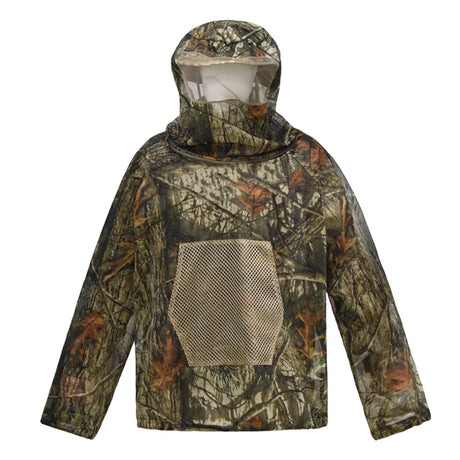 Bark and dead leaves Camouflage Mosquito Repellent Suit Ultra-Fine Mesh Hooded Ghillie Suit for Outdoor Hunting Camping Fishing and Beekeeping(XL/XXL)