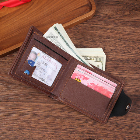 Brown Men's PU Leather Wallet with Magnetic Clasp and Zipper Pocket for Cards Cash and Coins Ideal for Daily Use in Australia