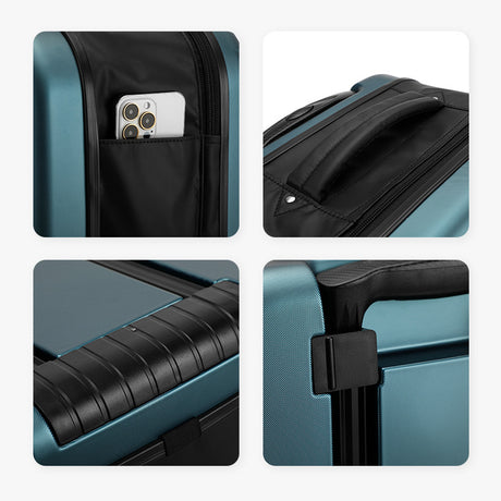 Blue 20 Inch Foldable Carry-on Suitcase Ultra Lightweight 2.1kg Hard Shell Luggage with 360 Spinner Wheels and Combination Lock for Australian Travel