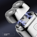 Grey Mini Electric Shaver with Dual Floating Heads Magnetic Suction and IPX5 Waterproofing for Men Travel Grooming Compact Rechargeable Razor AU Stock