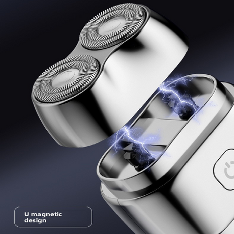 Grey Mini Electric Shaver with Dual Floating Heads Magnetic Suction and IPX5 Waterproofing for Men Travel Grooming Compact Rechargeable Razor AU Stock
