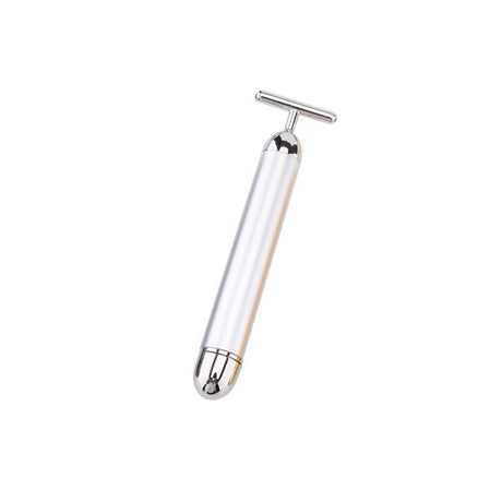 Sliver Electric T-Shape Facial Massage Bar Waterproof Gold Tone Beauty Roller for Daily Skincare and High Frequency Vibration