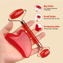 Green Dual-Head Resin Facial Roller and Heart-Shaped Gua Sha Set for Home SPA Skincare and Face Neck Massage
