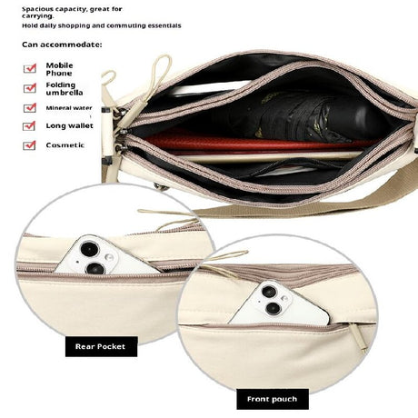 White Women Lightweight Nylon Crossbody Bag with Multiple Pockets Compact Shoulder Bag for Travel and Daily Essentials in Australia