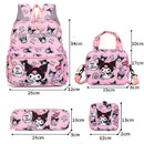 Flower-Patterned Cloth 4-Piece Large Capacity School Backpack Set for Primary Students Years 3-6 Durable Nylon Lightweight Rucksack with Handbag for Daily Australian School Life