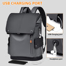 Light grey Men Large Capacity Business Laptop Backpack Waterproof PU Leather Travel Rucksack with USB Port for Work and Travel in Australia