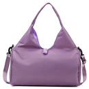 Purple Women Large Capacity Yoga Gym Bag with Shoe Compartment and Mat Strap Water Resistant Travel Duffel Lightweight Tote for Fitness and Weekend Trips