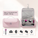 Pink Portable Hair Dryer and Curler Storage Bag Waterproof PU Leather Travel Case with Hanging Hook for Local Professionals and Modern Lifestyles