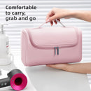 Pink Portable Hair Dryer and Curler Storage Bag Waterproof PU Leather Travel Case with Hanging Hook for Local Professionals and Modern Lifestyles