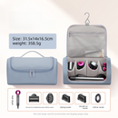 Blue Portable Hair Dryer and Curler Storage Bag Waterproof PU Leather Travel Case with Hanging Hook for Local Professionals and Modern Lifestyles
