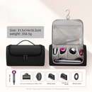 Black Portable Hair Dryer and Curler Storage Bag Waterproof PU Leather Travel Case with Hanging Hook for Local Professionals and Modern Lifestyles