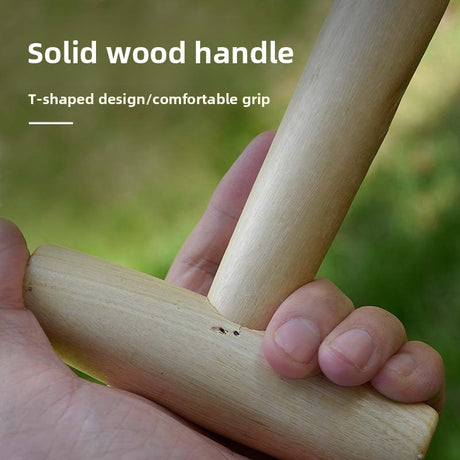 2 Pack Gardening Dibber with T-Shaped Wooden Handle Chrome Tip Seed Sower and Transplanting Tool with Measurement Scale for Local Garden Maintenance