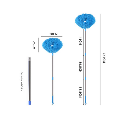 Yellow Long Handle Ceiling Fan Duster with Hollow Microfiber Head and Extendable Stainless Steel Pole for High Reach Home Cleaning Efficiency