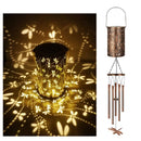 Dragonfly Solar Wind Chime Lantern with Iron Art Projection Waterproof Decorative Light for Garden and Local Home Landscapes Elegant Outdoor Illumination Solution