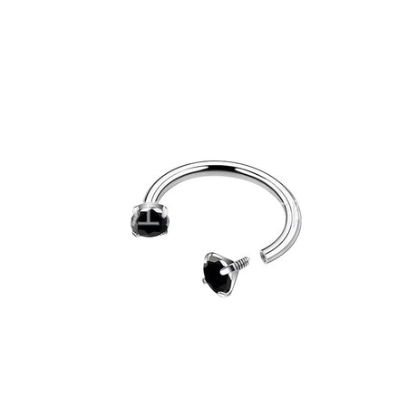 2-PCS Black G23 Titanium Horseshoe Ring with 5A Zircon Internal Thread for Nose Ear Lip Septum Piercing Hypoallergenic Jewelry for Local Trendsetters