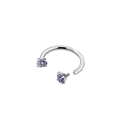 2-PCS Gradient Blue G23 Titanium Horseshoe Ring with 5A Zircon Internal Thread for Nose Ear Lip Septum Piercing Hypoallergenic Jewelry for Local Trendsetters