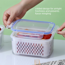 Grey 3-Piece Refrigerator Food Storage Container Set with Drain Basket and Airtight Lid 850ml 1750ml 3300ml Stackable Produce Saver for Local Homes