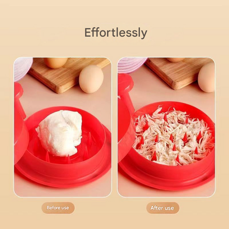 Red Manual Meat Shredder with Spiked Interior for Quick Chicken Separation Professional Rotating Tool for Local Home Kitchens Effortless Meal Prep Solution