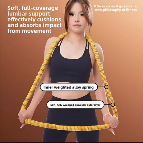 Blue Weighted Soft Spring Hula Hoop with Silent Alloy Interior and Polyester Wrap for Home Gym Full Body Fitness and Abdominal Training Solution