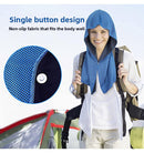 Green Instant Cooling Hooded Towel U-Shaped Sun Protection Quick Dry Scarf with Carabiner Pouch for Local Outdoor Sports and Gym Workouts
