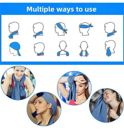 Grey football Instant Cooling Hooded Towel U-Shaped Sun Protection Quick Dry Scarf with Carabiner Pouch for Local Outdoor Sports and Gym Workouts