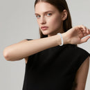 Black New Fashion Lightweight Luxury Four-Leaf Clover Diamond Inlaid Bracelet - Alloy Magnetic Watch Band Style Bracelet for Women + Free Disassembly Tool