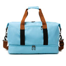 Sky blue Large Capacity Travel Duffel Bag for Women with Yoga Mat Holder and Shoe Compartment Water Resistant Weekend Bag Ideal for Local Gym and Travel Use