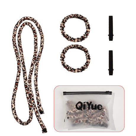 2-PCS Coffee color leopard print Heatless Hair Curler Set Extra Long Overnight Soft Ribbon for Natural Big Waves Damage-Free Professional Home Styling Solution for Local Women
