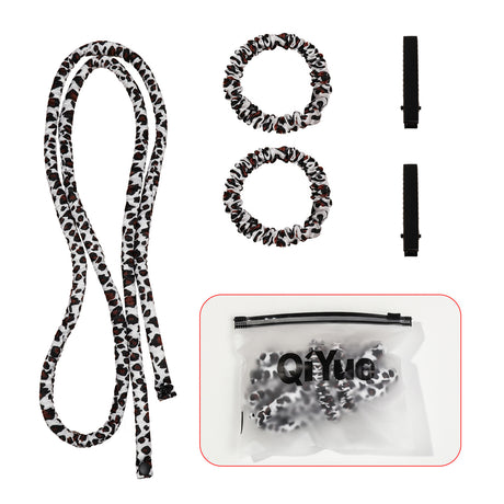 2-PCS White leopard print Heatless Hair Curler Set Extra Long Overnight Soft Ribbon for Natural Big Waves Damage-Free Professional Home Styling Solution for Local Women