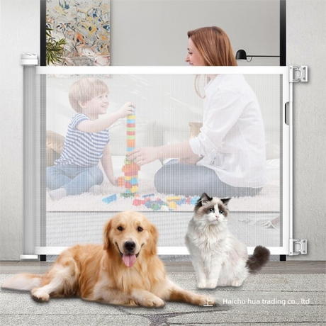 White Retractable Baby Safety Gate and Pet Barrier Extra Wide 300cm for Stairs and Doorways No Drill Mesh In-Home Protection Solution for Local Families