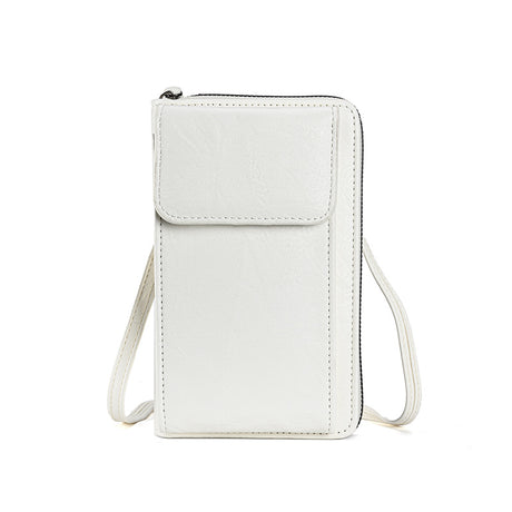 White Women's PU Leather Crossbody Phone Bag with Adjustable Shoulder Strap and Large Capacity Wallet for Daily Travel Stylish and Organized Local Fashion Fit