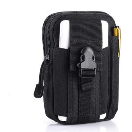 Black Tactical Molle Waist Bag Waterproof Phone Pouch for 6 inch Smartphones Compact Large Capacity Belt Loop Organizer for Local Outdoor Adventurers