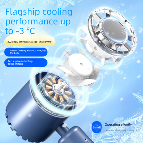 White Portable Ice Cooling Handheld Fan USB Rechargeable 2000mAh Silent Battery Fan for Office and Outdoor Use Personal Cooling Solution for Local Professionals