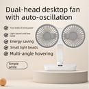 Dual-head Desktop Fan 4000mAh Rechargeable with 4 Speeds LED Display and Night Light Portable Silent Cooling Solution for Home Office and Local Travel