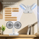 Dual-head Desktop Fan 4000mAh Rechargeable with 4 Speeds LED Display and Night Light Portable Silent Cooling Solution for Home Office and Local Travel