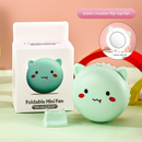 Green 3-in-1 Mini Portable Fan with Makeup Mirror and LED Fill Light USB Rechargeable Pocket Sized Cooling Solution for Students and Local Professionals