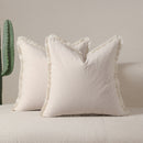 Beige 2 Pack Bohemian Tassel Pillowcases Soft Washed Cotton Cushion Covers for Living Room Sofa Elegant Decor Solution for Local Standard Home Environments