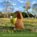 Cute Resin Rabbit Bird Feeder for Outdoor Garden Courtyard Balcony Landscape Decoration Durable Waterproof Animal Statue for Local Wild Bird Enthusiasts