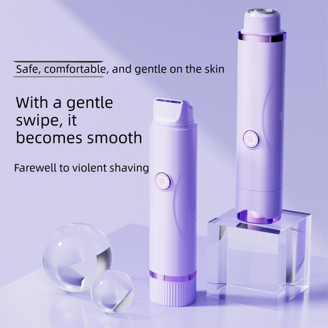 Purple Electric Hair Remover for Women 2-in-1 Dual Head Trimmer and Shaver with Ceramic Blades IPX7 Waterproof for Painless Full Body and Bikini Grooming