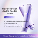 Purple Electric Hair Remover for Women 2-in-1 Dual Head Trimmer and Shaver with Ceramic Blades IPX7 Waterproof for Painless Full Body and Bikini Grooming
