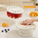 Brown Small Multi-functional Fruit and Vegetable Washing Bowl with Lid and Hidden Handle Double-Layer Drainage Container for Refrigerator Storage and Outdoor Picnic Efficient Food Preservation for Local Standard Kitchens