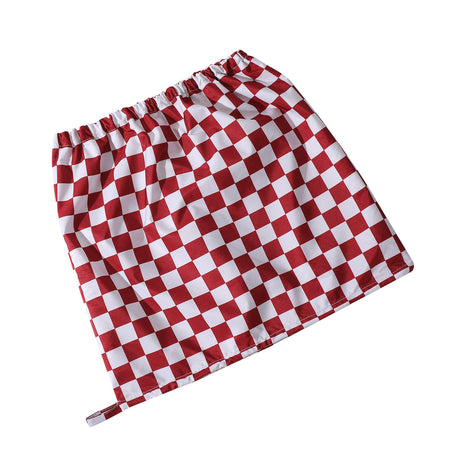 Burgundy tartan Premium Double-Layer Waterproof Shower Cap for Women Long Hair Protection Stylish Reusable Bath Hat for Professional Hair Care at Local Spas and Homes