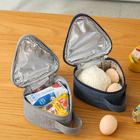 3-PCS Black Triangular Insulated Lunch Bag with Food-Grade Aluminum Lining for Heat Preservation and Freshness, Ideal for Meals, Snacks, Eggs, and Milk on the Go