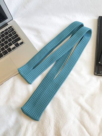 Cyan High-Elastic Knit Long Phone Sling Bag – Adjustable Crossbody Streetwear Accessory for iPhone with Stretchy Ribbed Design