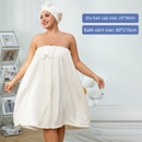 Pink Plus Size Bath Wrap Dress with Adjustable Elastic Waist and Bow Detail – Soft Absorbent Towel Robe for Post-Shower Comfort