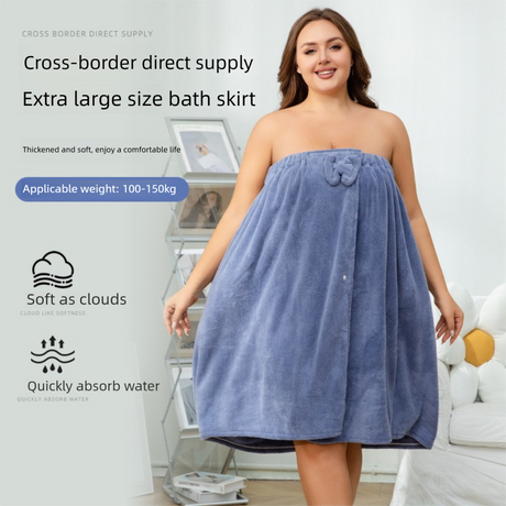 Purple Plus Size Bath Wrap Dress with Adjustable Elastic Waist and Bow Detail – Soft Absorbent Towel Robe for Post-Shower Comfort