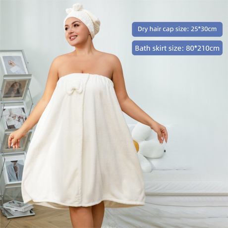 Purple Plus Size Bath Wrap Dress with Adjustable Elastic Waist and Bow Detail – Soft Absorbent Towel Robe for Post-Shower Comfort