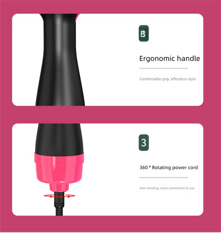 Black 1000W Professional Hot Air Brush with 3-Temperature & 2-Speed Control – Dual Voltage Hair Styler for Smooth, Voluminous Blowouts