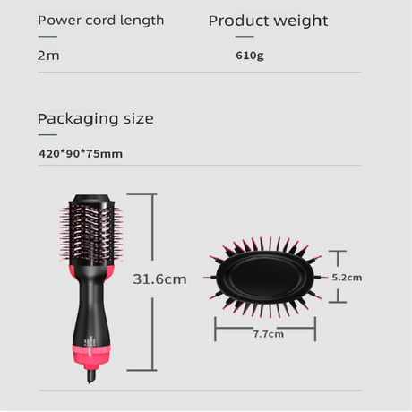 Black 1000W Professional Hot Air Brush with 3-Temperature & 2-Speed Control – Dual Voltage Hair Styler for Smooth, Voluminous Blowouts