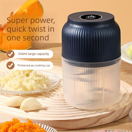 2-Leaf blade White Wireless Electric Garlic Chopper 300ml Portable Mini Food Processor USB Rechargeable for Baby Food and Dipping Sauce Essential Local Kitchen Tool